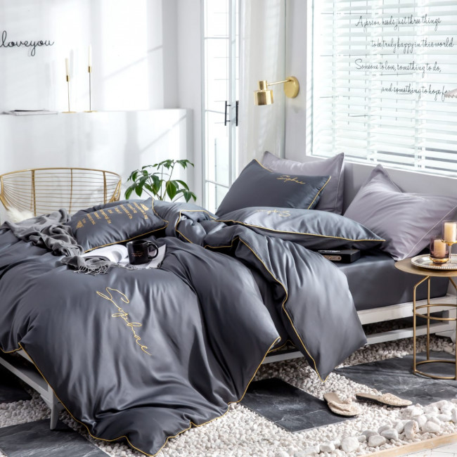 КПБ Mency однотонный с вышивкой MENO002 КПБ Mency однотонный с вышивкой MENO002