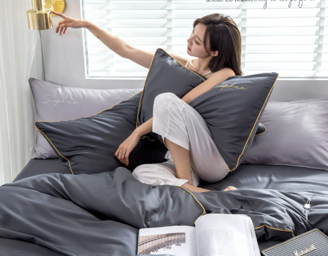 КПБ Mency однотонный с вышивкой MENO002 КПБ Mency однотонный с вышивкой MENO002