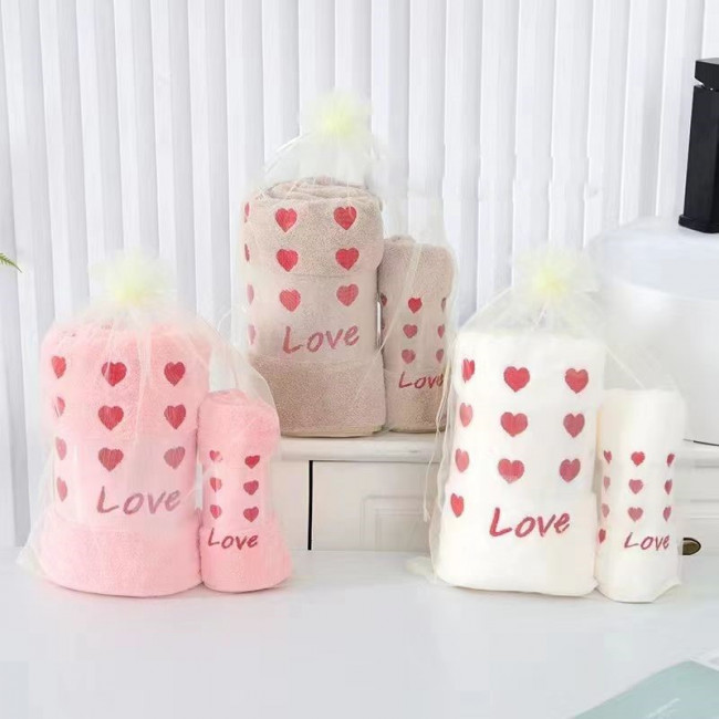 Комплект полотенец 2 шт. махра Сердца 668-78 Комплект полотенец 2 шт. махра Сердца 668-78