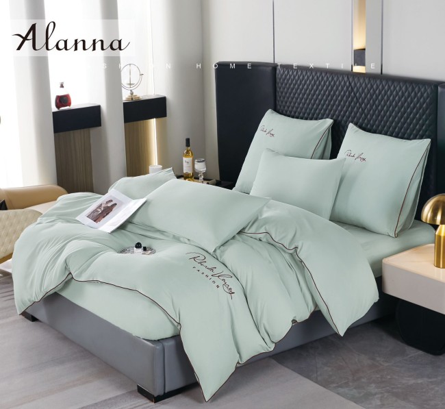 КПБ Alanna Однотонный с вышивкой на резинке по кругу ALAOVR39