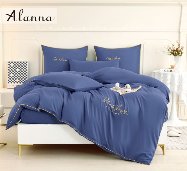 КПБ Alanna Однотонный с вышивкой на резинке по кругу ALAOVR41