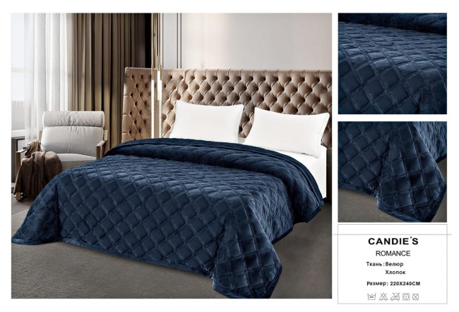 Покрывало Велюр (Темно-Синий) Candies Romance POKCANR013 Покрывало Велюр (Темно-Синий) Candies Romance POKCANR013