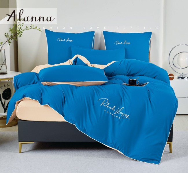 КПБ Alanna Однотонный с вышивкой на резинке по кругу ALAOVR43