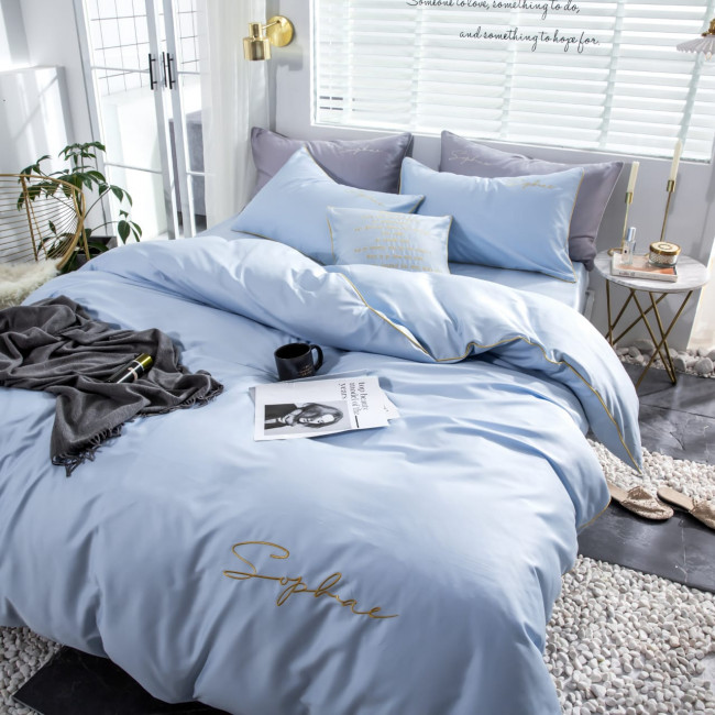 КПБ Mency однотонный с вышивкой MENO007