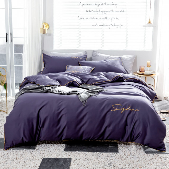 КПБ Mency однотонный с вышивкой MENO009