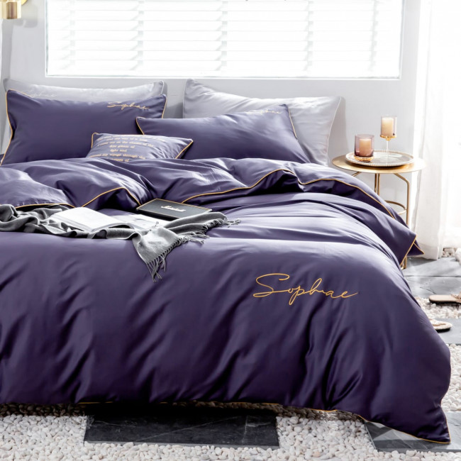 КПБ Mency однотонный с вышивкой MENO009