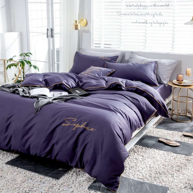 КПБ Mency однотонный с вышивкой MENO009