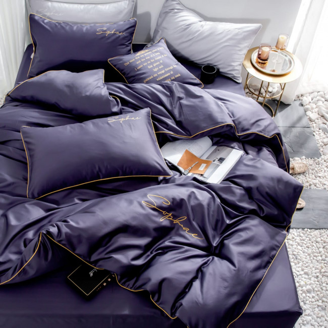 КПБ Mency однотонный с вышивкой MENO009