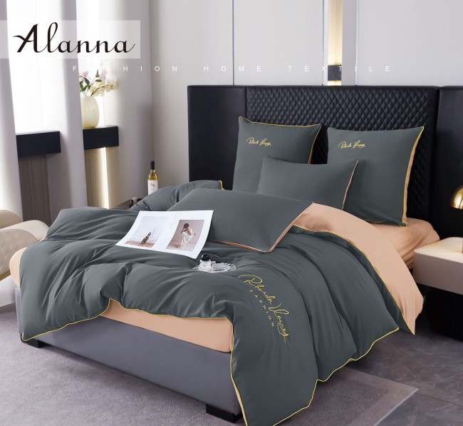 КПБ Alanna Однотонный с вышивкой на резинке по кругу ALAOVR47 КПБ Alanna Однотонный с вышивкой на резинке по кругу ALAOVR47