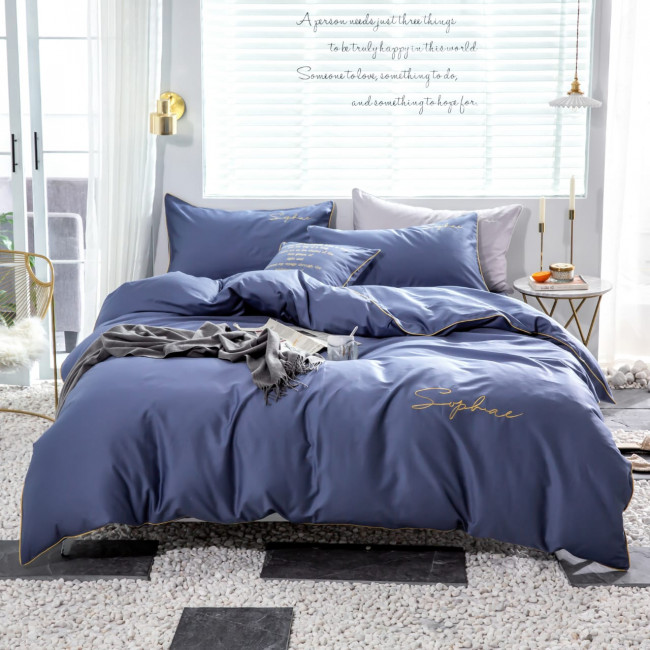 КПБ Mency однотонный с вышивкой MENO010