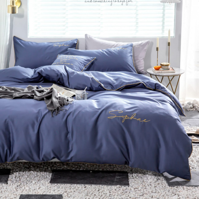 КПБ Mency однотонный с вышивкой MENO010