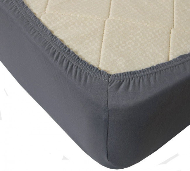 Простыня трикотажная на резинке Мерцана (Темно-Серый) MERC19 Простыня трикотажная на резинке Мерцана (Темно-Серый) MERC19