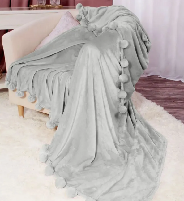 Плед с помпонами Евро PLPOM