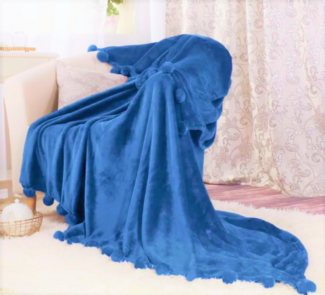 Плед с помпонами Евро PLPOM