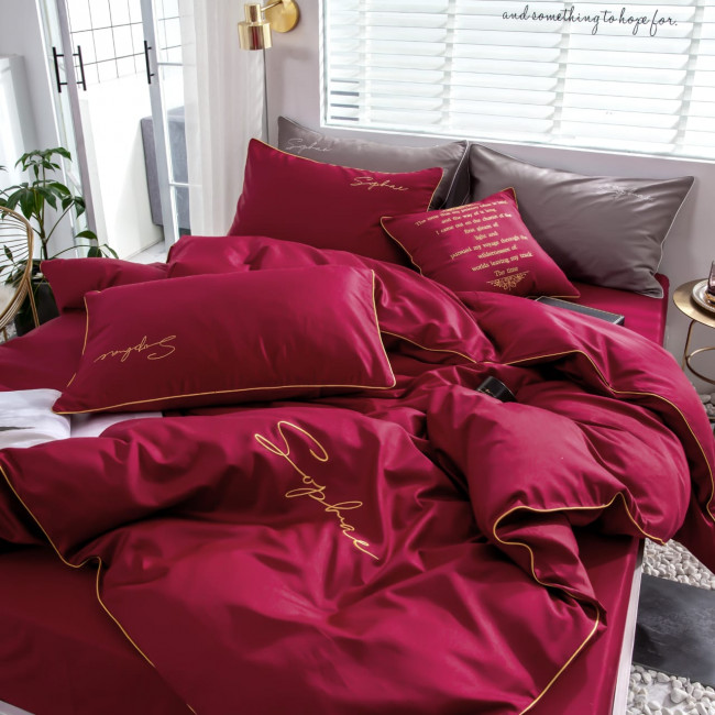 КПБ Mency однотонный с вышивкой MENO015 КПБ Mency однотонный с вышивкой MENO015