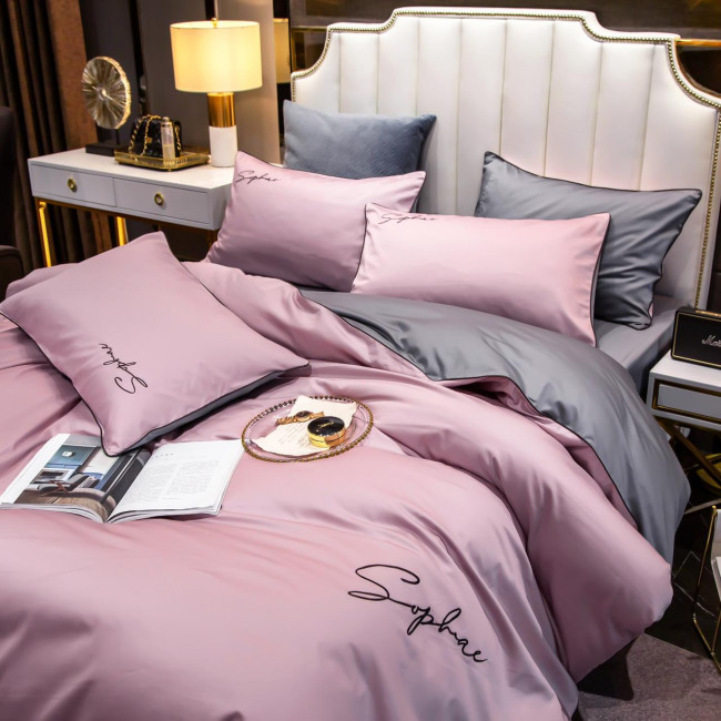 КПБ Mency однотонный с вышивкой MENO017