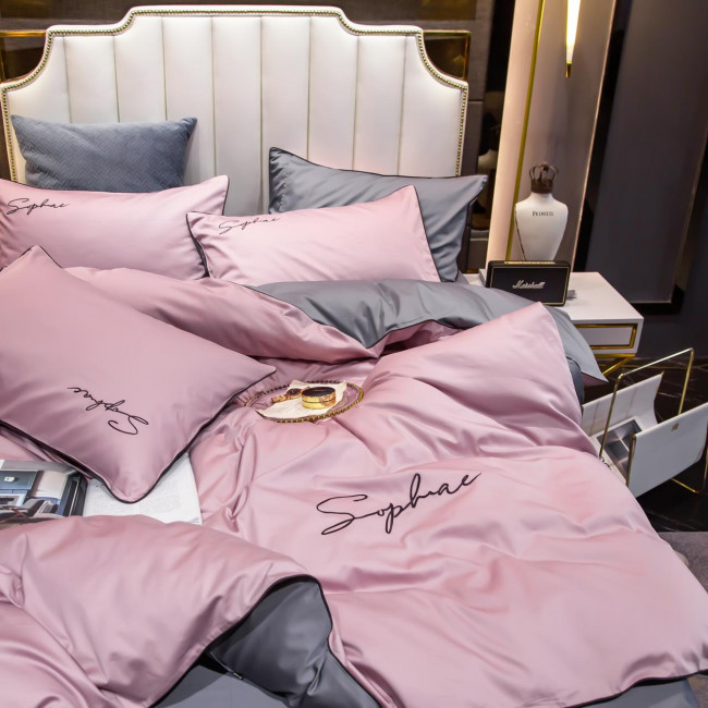 КПБ Mency однотонный с вышивкой MENO017