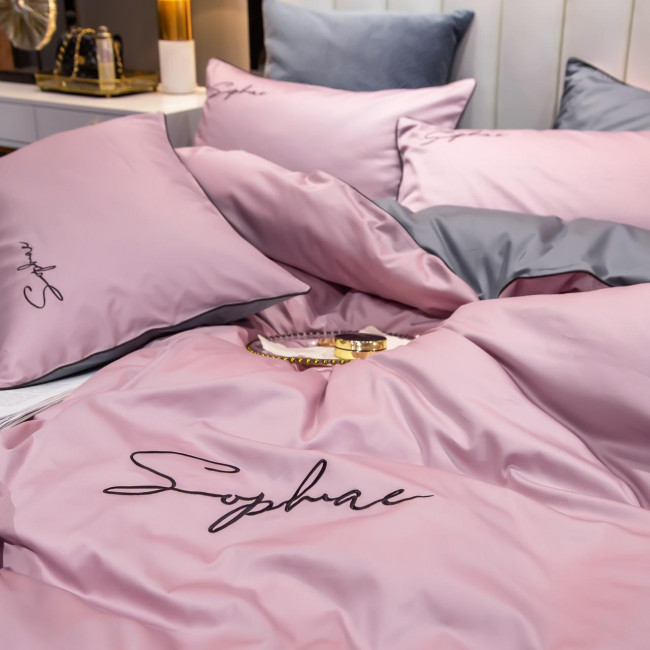 КПБ Mency однотонный с вышивкой MENO017