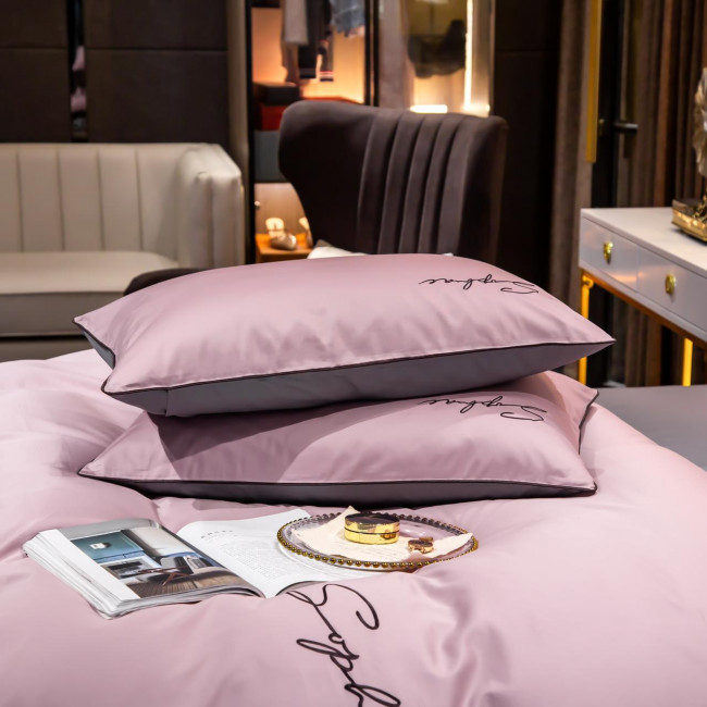 КПБ Mency однотонный с вышивкой MENO017