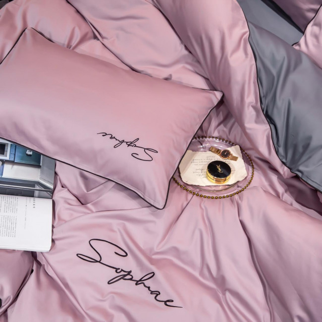 КПБ Mency однотонный с вышивкой MENO017