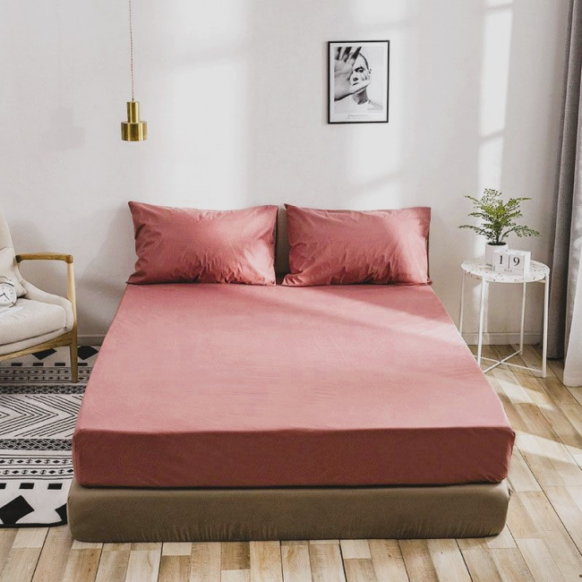 Простыня Страйп Жаккард на резинке Мерцана MERCJ014 (Брусничный)